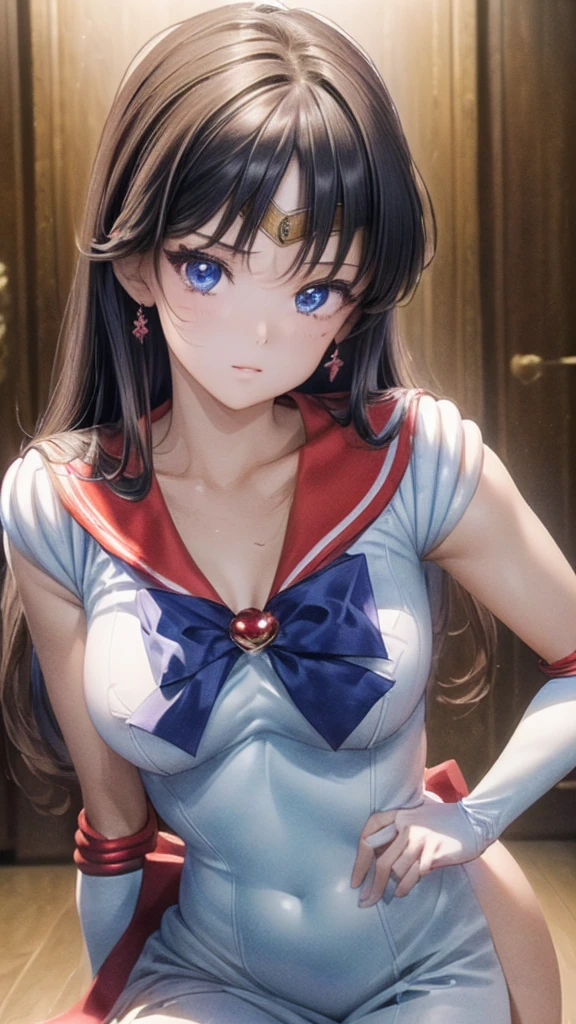 (((masterpiece))), (((High resolution)))、(((8K quality)))、(((Perfect Face)))、 , Looking into the camera, ((Highest qualityの目)), (Detailed face), (Detailed Texture), (((Depict the whole body)))、Complete your Sailor Mars cosplay、One Girl, alone, High resolution, Anatomically correct, Highest quality, 