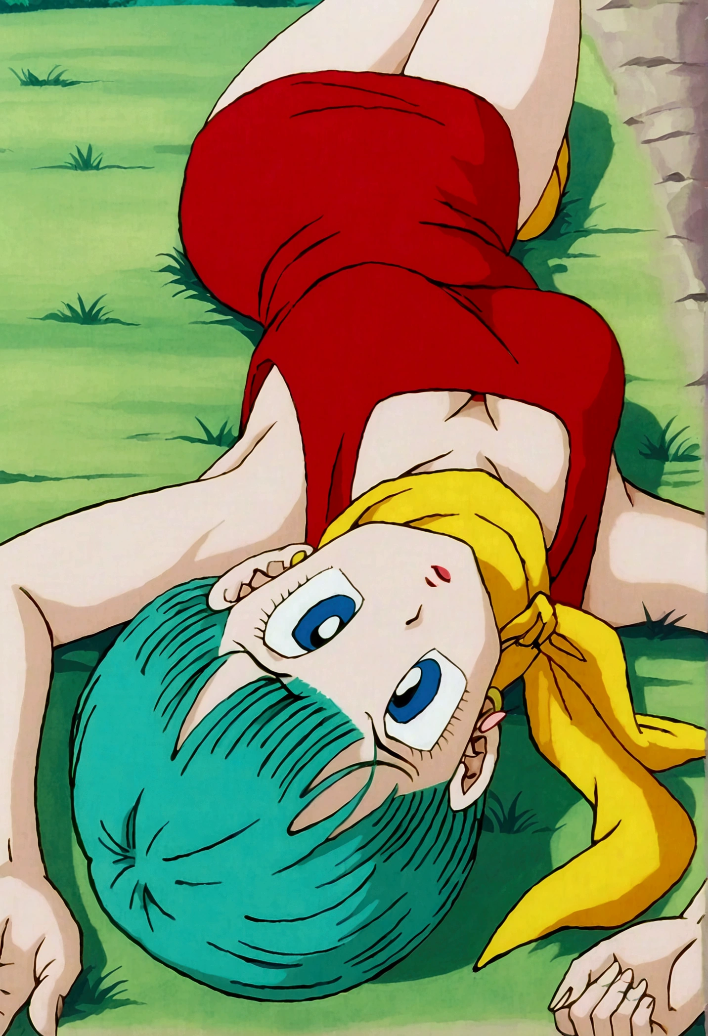masterpiece, realistic eyes, best quality, bamboo, closed mouth, beautiful lighting, cinematic, 8k, solo, 1girl, facial, wet face, liner, wooden walls, medium tits, white shirt, short shorts, back, wide hips, ass, cum on ass, kamado nezuko, pink eyes,