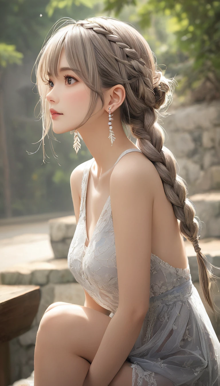 (masterpiece, Highest quality:1.2), One girl, alone,bony body、15 years old、cornrow cut、Earrings
