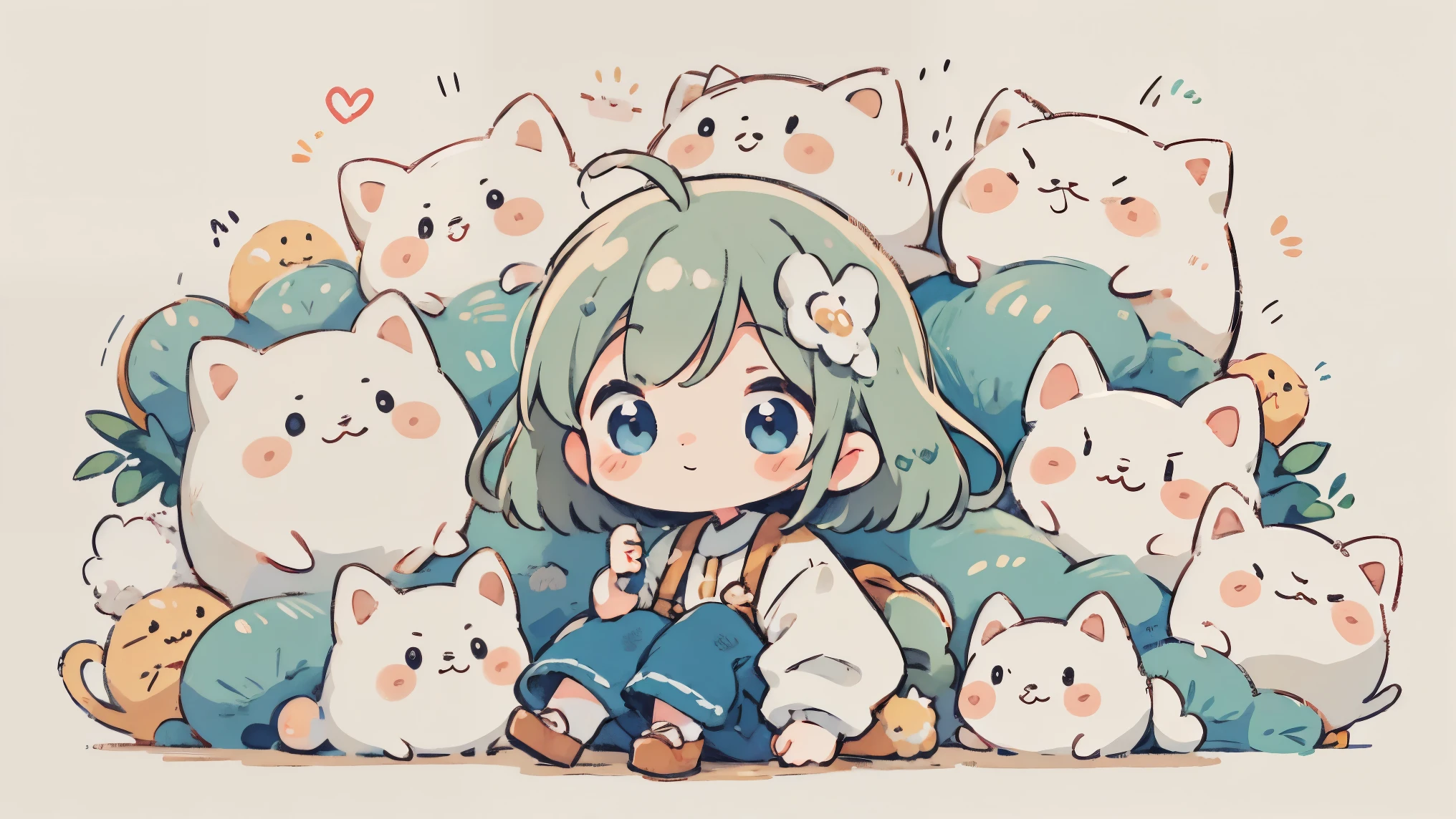 Watase Seizo style, masterpiece, Highest quality, 8k, Cute Girl Chibi,Paopao World