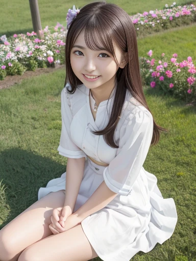 ((Attention to detail)),(Super detailed), Highly detailed CG Unity 8k wallpaper, beautiful girl,((Two people)), Highest quality, 8K, 、girl、Long straight hair、Summer outfit、((Happy smile))、Bust Shot、(sea)、
