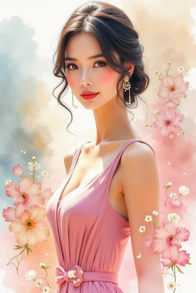 A fifty-year-old woman in lingerie with butterflies and flowers in the background, Highly detailed art gems, Enchanting anime girl, rossdraws cartoon vibrant, Lois Van RossDraw, Lost Draw 2. 5, Lost draw 1. 0, Artgerm and Lost Rose, Ilya Kuvshinov. 4k yen, Art Germ Style, Inspired by rossdraws