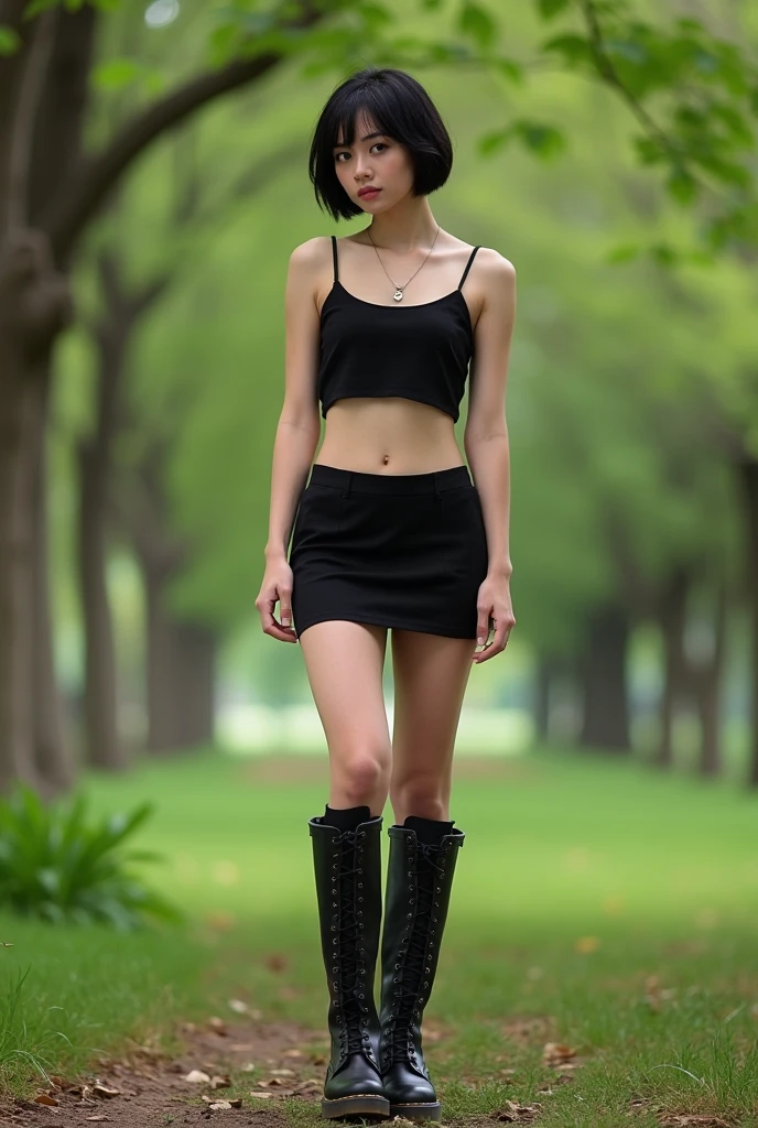 Tank Top, Slender, Medium, Cleavage, Full Body, Model