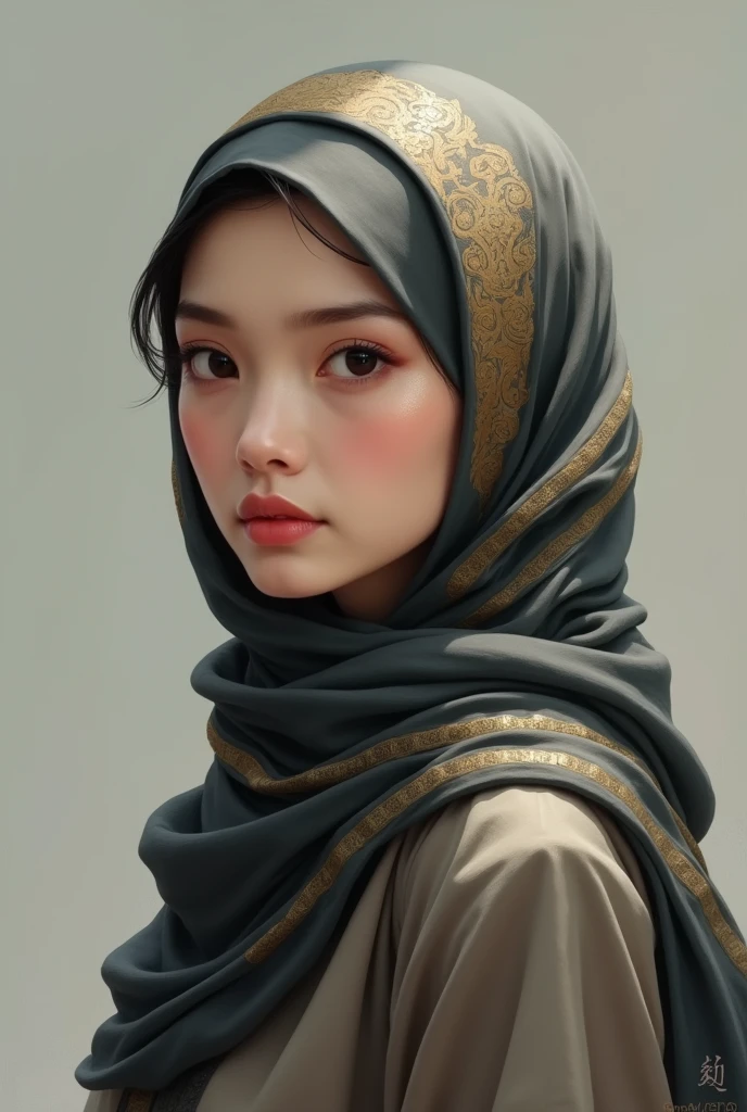 Draw me a picture of a woman wearing a hijab
