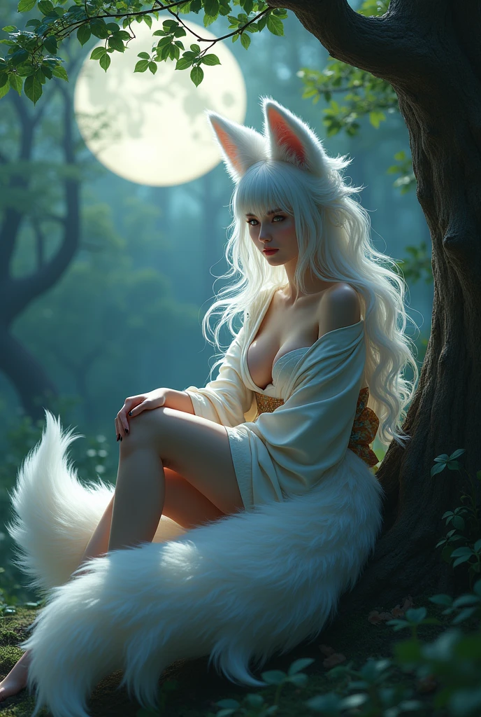 masterpiece, best quality, 8k, UHD, ultra high res, exquisitely detailed, super detailed, extremely detailed CG, ultra-detailed, best shadow, detailed background, natural lighting, dramatic lighting, high contrast, best illumination, extremely delicate and beautiful, volumetric light, ray tracing, sharp, ultra sharp, extremely sharp, realistic, photo realistic, raw photo, dynamic angle ((((1Lumberjack medieval Girl)))) ((((riding on a giant shiny silver white long haired furry wolf with long tails)))) ((wolf open mouth with sharp teeth, girl leans front and carrying a long bloody sharp spear on her back, dark red mask on top of the hood)), beautiful young woman, exquisitely beautiful detailed face, exquisitely beautiful detailed eyes, ((illuminating bloody red eyes)), makeup, melancholic sadness, cute pink lips, glossy lips, timeless elegance, eyelashes, enchanting gaze, ((luminous white shiny skin, flawless white skin)), perfect body, slender and graceful figure, glowing eyes, narrow waist, slim body, small breasts, slim thighs, legs with no muscle, slim legs, rim lighting, perfect ratio, golden ratio, rule of thirds, colorful background, detailed background, colorful flames, colorful glow, colorful light particles, light rays, ((flowers, forest, red maples, yellow maples, falling autumn leaves, many flying petals)), four seasons in one shot, four seasons special effects, trees, (( snow mountain, big and clear moon, stars, shooting stars)), river, beautiful water reflection, stones and rocks,