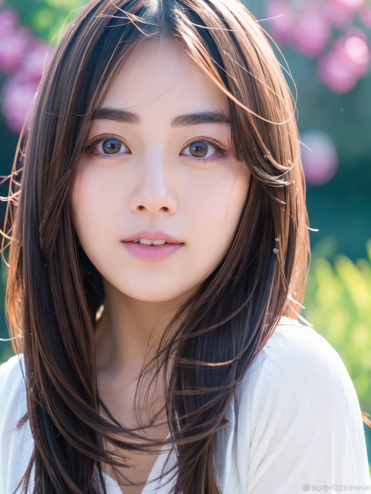 (best quality,highres,ultra-detailed),portraits,beautiful Japanese lady,beautiful detailed eyes,beautiful detailed lips,extremely detailed face,longeyelashes,soft smile,flowing hair,natural lighting,vivid colors