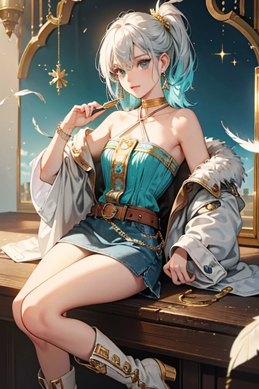 グランブルーfantasy。An illustration。girl。I'm in heat。short hair。big breasts。side。pubic hair。nipple。exposed。fantasy。ancient europe。armor。hy。front。white skin。sitting。legs open。glaring at。
