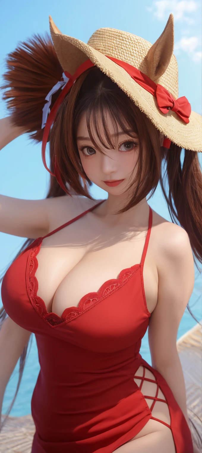 (best quality). (Ultra Detalhado). (1girl), Olhando para o Viewer. (Antecedentes detalhados). belos olhos detalhados. rosto delicado e bonito. (high saturation), seios grandes, droopy breasts, (((gigantic breasts))), (((red bra with straps))), (((breasts Focus))), (((breasts facing the viewer))),