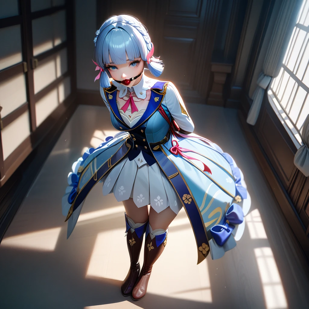 Anime girl with green eyes, Silver hair, Wearing roses on the head,White shirt and black stockings, Kantai collection style, Yandere. teens girl, gapmoe yandere, Beautiful Anime High School Girls, maidennurse, anime full body illustration, Anime moe art style, cute anime waifu in a nice dress, loli in dress, Yandere, anime visual of a cute girl, attractive anime girls,is shy,solo person,Be red in the face,Malu,1人