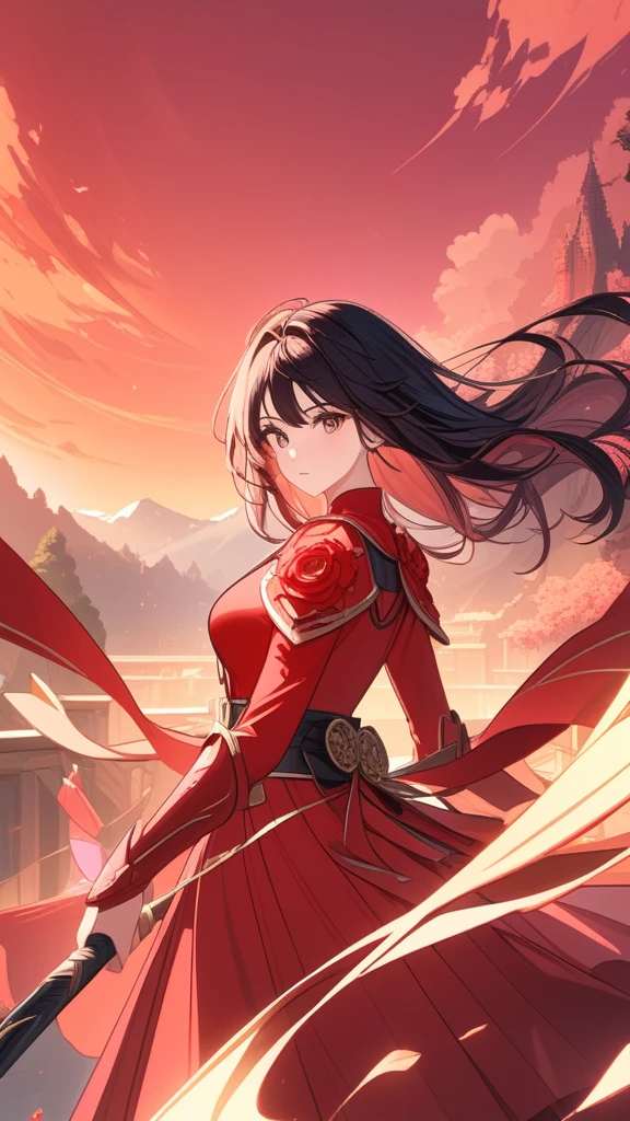 masterpiece, 8k quality, (absurdres, super detailed), (absurdres, beautiful background, detailed background), (anime style:1.3),

BREAK Illustration of the fire samurai girl, (long rose hair:1.2) (beautiful hair:1.2), (perfectly detailed hair:1.2), rose eyes, (beautiful eyes:1.2), (perfectly detailed eyes:1.2), (extremely beautiful girl:1.4), (extremely beautiful face:1.2), (affable face:1.3), (neat face:1.2), (extremely detailed face:1.2), missile breast, facing forward, cowboy shot, her eyes are covered with red emitting effect

BREAK ,(crimson yoroi:1.2), (crimson crystal shoulder covers:1.2), 

BREAK background is sacred cathedral, (crimson background:1.1), fantasy landscape, sacred, shader, autoluminated, cinematic light, cinematic shadow, dynamic angle, transparent, glazing, best aesthetic,
