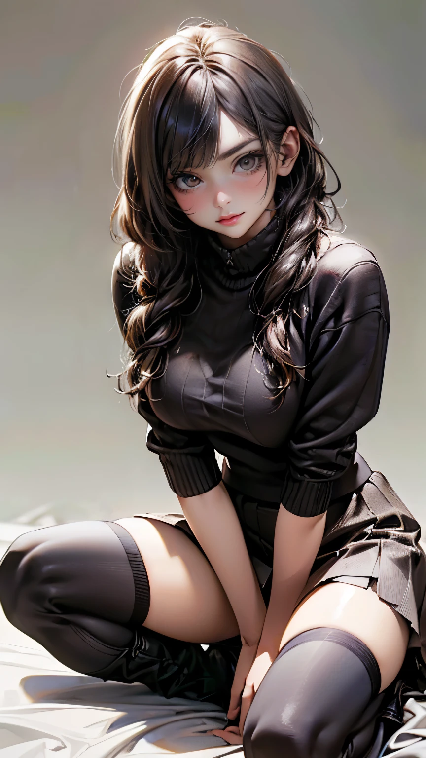 (Random Porn Poses),(Random Hairstyles),(Best image quality,(8k),Ultra-realistic,最high quality, high quality, High resolution, high quality texture,Attention to detail,Beautiful details,Fine details,Highly detailed CG,Detailed Texture,Realistic facial expression,masterpiece,Presence),sweater,Tight mini skirt,stockings,Engineer boot