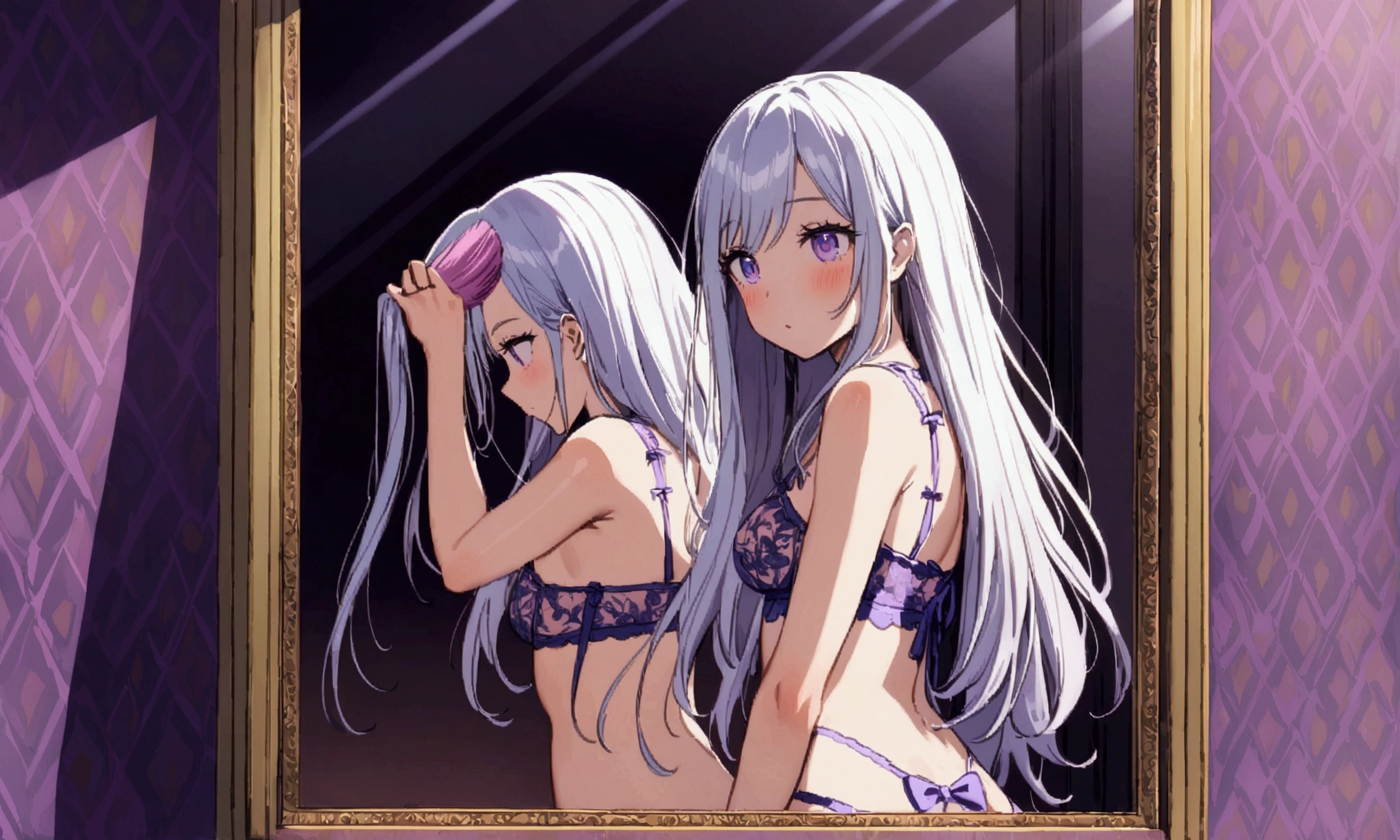 1girl, (((cute))), (((female child))), (((s old))), Flat Chest, White skin, gleaming skin, wave hair, silver hair, On all fours, ass, blue eyes, (Naked), collar, (leash), ((In the shade)), In town, night, (((Sweat))), (((steam))), (((ecstasy))), (((vaginal penis))), (intercourse with a man), doggystyle, sex from behind, 1boy, cum in pussy, pov, detail perfect piece, from behind, 16k, (Best quality)