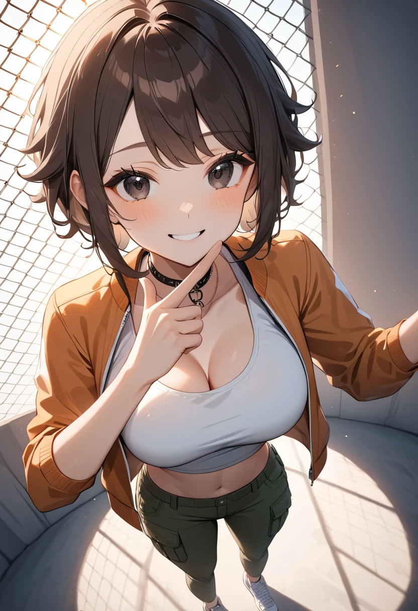 (best quality), (Super detailed), (Best Illustration), (nsfw), (1woman), (Ahegao:1.2), look at viewer, (black blazer), (Big Breasts:1.2), {brown hair, (bob cut:1.2), curly hair, hairs between eyes}, {(detailed eyes), heart-shaped pupils, blue eyes}, sweat, steam, girl trembling with sexual climax,