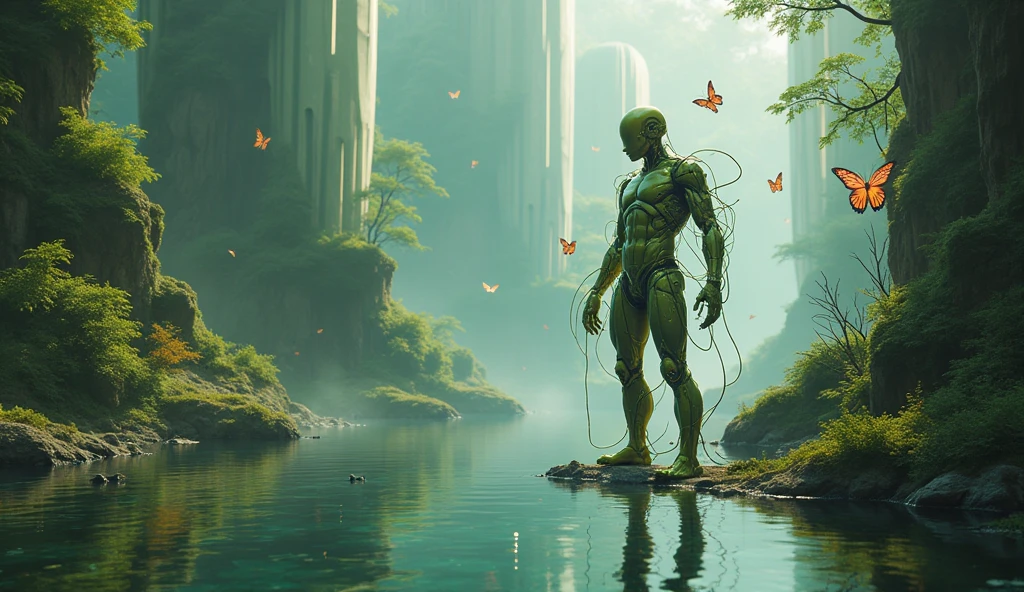 (masterpiece, 4k ,ultra detailed,raw photo:1.2),illustration,
(pastel by alex grey Interior of futuristic greenhouse with high ceilings, short barefoot roswell gray alien wearing smock and carrying watering can tending to the plants. The alien has evocative expression, big eyes. The scene includes exotic, bioluminescent plants and colorful flowers under a high, dome-shaped ceiling made of transparent, hexagonal panels. The environment has floating light sources, phosphorescence, surreal, high-tech vibe.,.,,),
(simple background:black and yellow background1.4),
(symmetry:1.2),
(art deco:1.4),
(retro-futuristic:1.4),
(minimalism:1.4),
(clean:1.4),
(flat_color:1.4),
(cyberpunk,android:1.4),
CCDDA Artstyle
