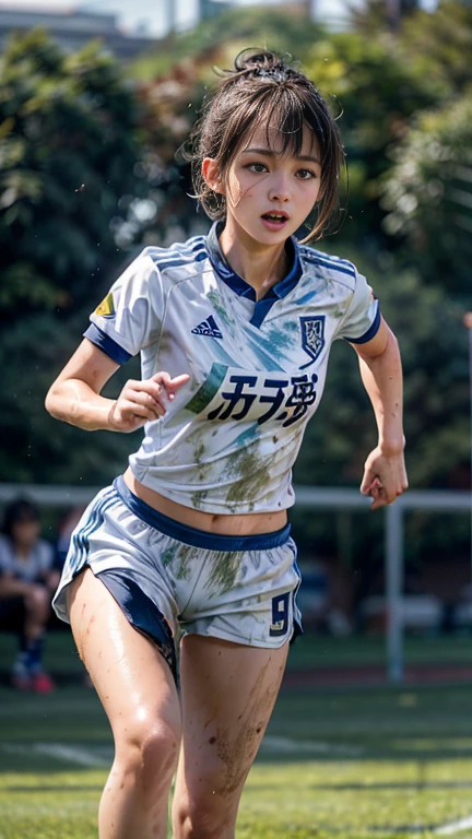 (Highest quality, High resolution:1.2, Super detailed, Realistic:1.37), Vibrant colors, Dynamic Lighting, Wet day, 2 girls, play soccer, Wet Hair, Concentration, Splash, Action Shots, Grass blotches, Muddy ground, Wet turf, Decide, Fast-paced games, Athletic physique, Shiny soccer ball, Wet Uniform, raindrop, Blurred motion, Focus on the ball, Intense competition, Skillful dribbling, Energetic play, Teamwork, powerful shoots, Wet pitch, Passionate sports, Fierce Decide, Humid atmosphere, Fluid movement, emotional expression, Difficult conditions, Dramatic lighting, Women's Sports, Avid athletes, Exciting Games, endure, Excited state, Speed and agility, Energetic play, 濡れたSplash
