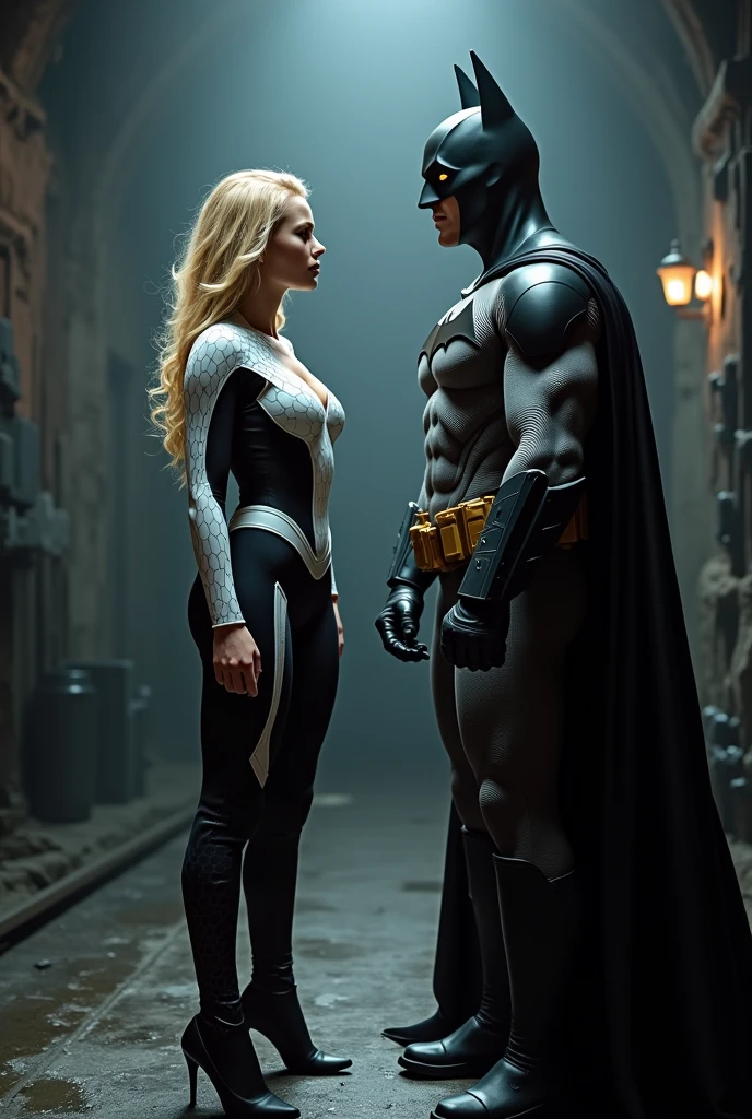 Spiderwo An unmasked huge titted blonde Sydney Sweeney wearing a white and black ...