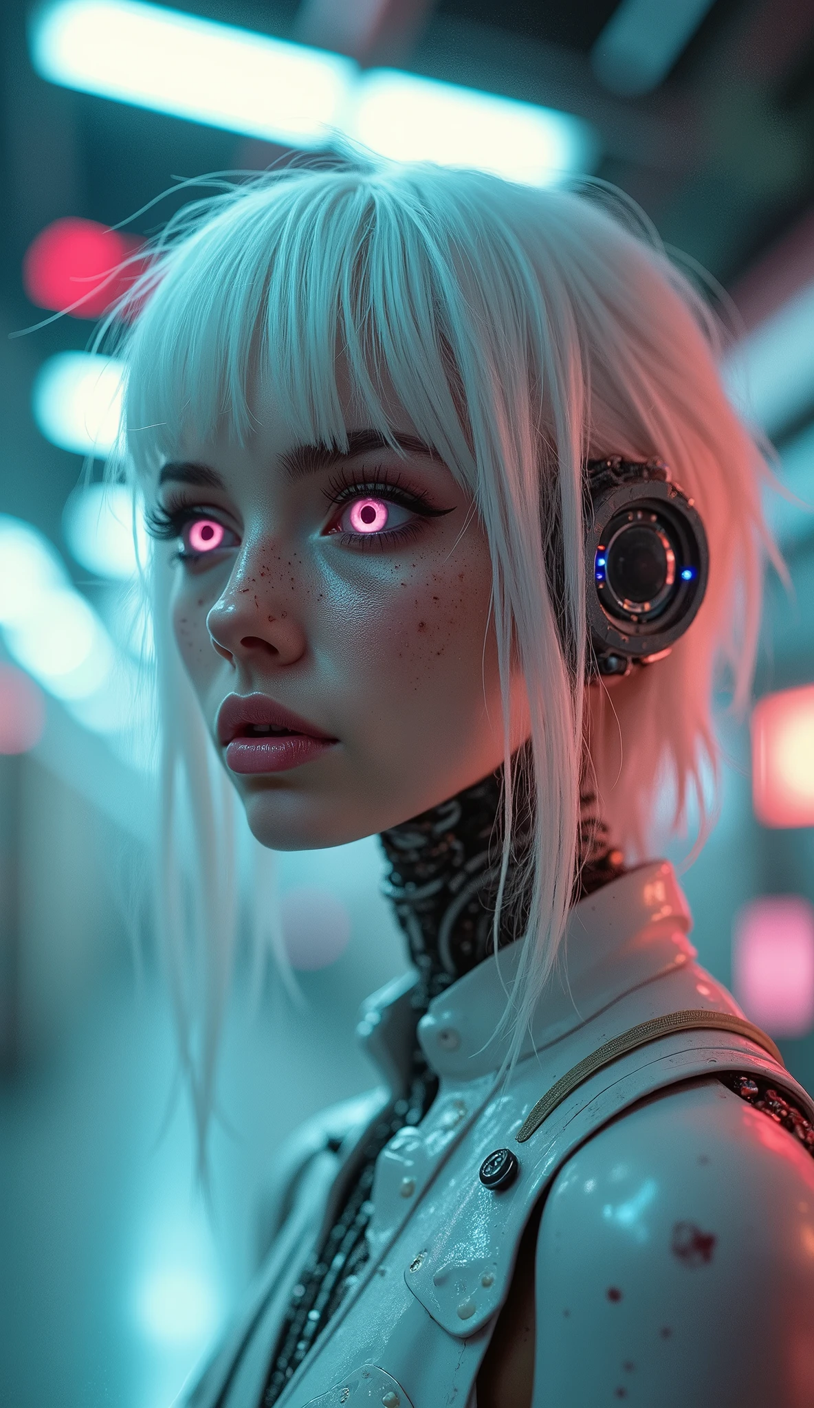 Cyber girl/alien girl beautiful, big eyes, hyperrealistic, hyperdetail, 8k,