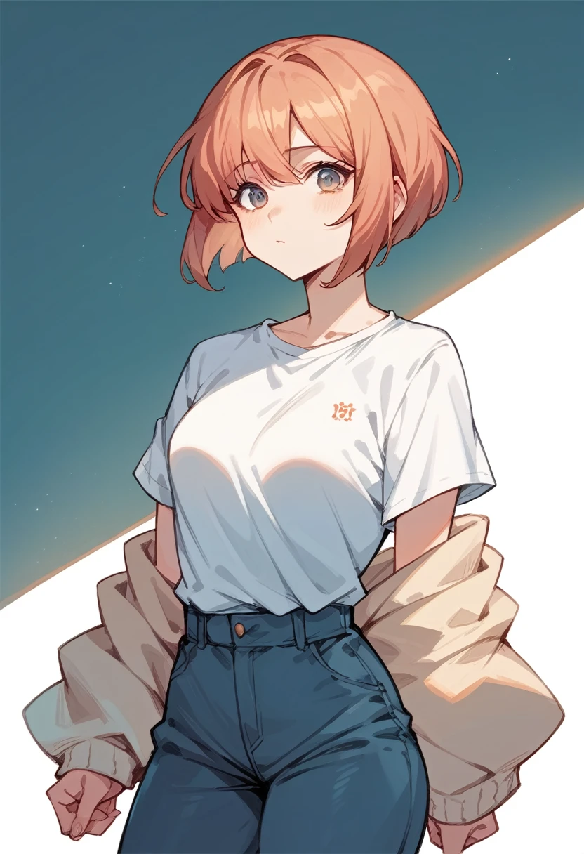 anime girl, big boobs short hair