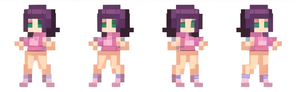 Pixel naked girl from the front, side and back. In 30x90, no clothes, character designer