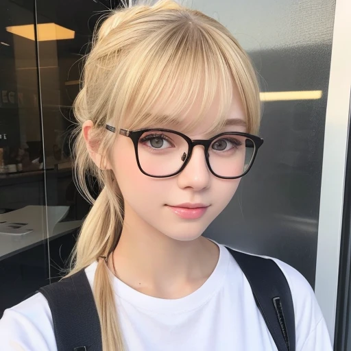 look at viewer,(masterpiece, best quality), 1girl, RAW PHOTO,GIRL 18 YEARS OLD,GIRL OF RUSSIAN APPEARANCE,MARIA,BLONDE HAIR,WO SIDE PONYTAILS,HAIR BANG,BEAUTIFUL HAIRSTYLE,BEAUTIFUL EYELASHES,ROUND GLASSES WOMEN,PALE SKIN,BEAUTIFUL MEDIUM BREASTS,PERFECT ANATOMY OF A YOUNG GIRL <lora:Maria:1> nsfw, sexy , detailed face <lora:Titfuck_Realistic:0.2> Nyan hands