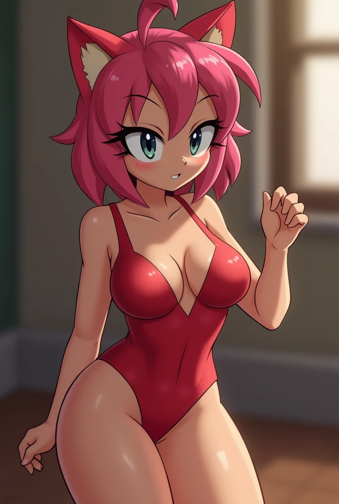 Sylveon,furry,Bust 87,Waist 57,Thigh 86,Good resolution,on the bed,pink bikini,Good light and shadow details,shade,sexy body,blushing