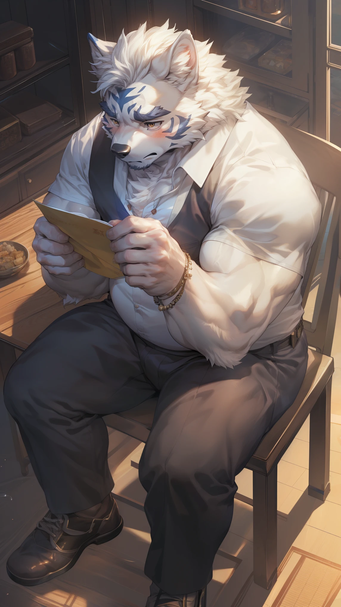 solo, 1boy, anthro, kemono, pokemon, lugia, nsfw, sweat, sweat drops, (kemono:1.4), hot, shine eyes, handsome face, full body, bodily fluids, genital fluids, genitals, large pecs, male, sweat, detailed background, oral, paws, 4 toes, bulge belly, bulge, Men's Long Sleeve Shirt, shirt, long pants, belt, tie, office clothes, clothes, tight clothes, A father at work sees his  coming to visit, dad, daddy, father, old man, 50-year-old middle-aged boss, first person view, tired, exhausted, shy, lustfull, try to smile, happy, first person view, looking at viewer, Male employee wearing glasses, Company Office Background, private room, company, screenshot, detailed, ultrarealistic, (photorealistic), ultra realistic, high quality, extremely detailed CG unity, sharp, exposure blend, detailed face, detailed body, detailed eyes, (detailed hands), detailed fingers, Highest Quality, 4k, masterpiece, Amazing Details, Shallow Depth of Field, E621, (by syuro), (masutepiece, Best Quality, Clear image quality, hight resolution,４K image quality)