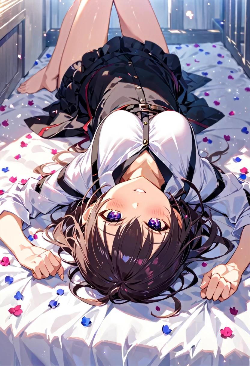Highest quality, Anime Moe Art Style,Best Anime 8K Konachan Wallpaper,pixiv contest winners,Perfect Anatomy, (Please draw a girl walking sleepily to school...... ),break, 1 Girl, (alone,,,13 years old:1.3),high school student, short hair, amount, (Hair above one eye:1.7),All limbs, Full Finger,Big breasts, Between the legs, Small eyes,accurate black eyes, Hair Clip, (Sailor suit:1.5),(female underwear:1.5) skirt,bed room. break,Very detailed,High resolution,ultra high density skin, Professional Lighting,8K eye detail, (Cute illustrations:1.2),hair，Expressionless，(Hair on one eye:1.5)，Sailor suitlure,Spread your legs and wait.Big breasts,female underwear,