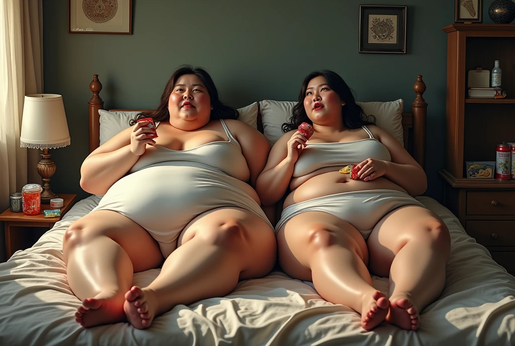 1 man, 1 woman, 186cm 105kg male, Women weighing more than 100kg, Severely obese woman, 초Severely obese woman, A friendly obese man and woman couple, Facing each other, chest and stomach touching, Abdominal exposure, severe abdominal obesity, Women are fatter than men, Women weigh more than men, woman with thick waist, man with thick waist, her belly is fat and round, visible ship, She has a jiggly, fat, round belly, belly exposed, Romantic fat man and woman couple, fat belly, big stomach, 8K, realistic