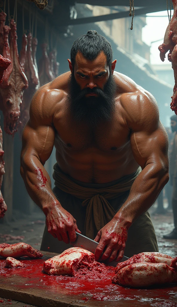 dynamic action photo of a muscular manly warrior-priest of the Catholic church, tight trimmed beard, eyes bright with hatred, throwing a vicious right hook at an opponent <lora:PainterlyComicStyle-V2-30:0.58><lora:BreastInClass-AsianFlatChest_v10:0.58>