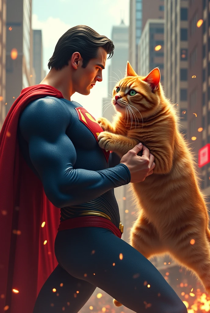 Superman fight with cat