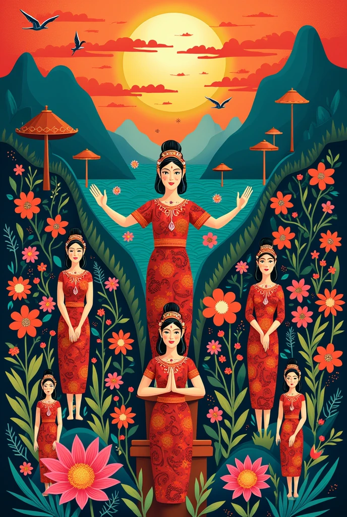 Two dimensional poster about indonesian(mainly java) culture - SeaArt AI