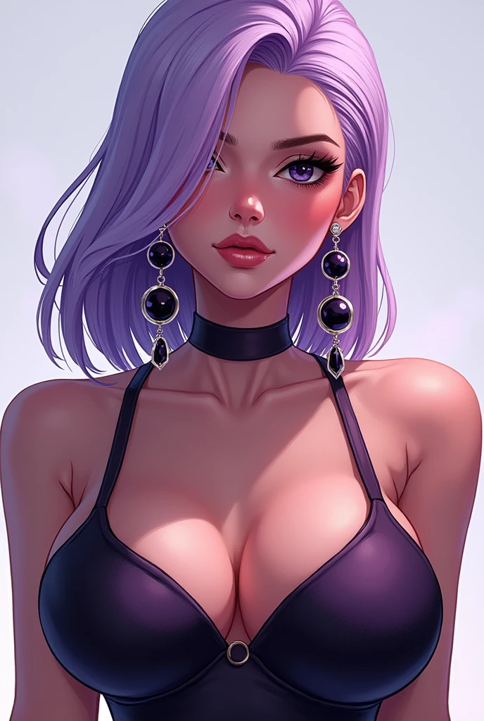 masterpiece, absurdres, (masterpiece), best quality, expressive smile, perfect face, medium hair, fleshy mouth lips, freckles on face, white tank top, black jacket over tank top, close up, portrait, pale-skinned female, large breasts, cleavage, looking at the viewer, (masterpiece), best quality, expressive eyes, perfect face, ((correct anatomy)), ultra detail, 8k wallpaper, detailed character design, ultra-high resolution, perfectly composed, clear, rating_questionable, (detailed lighting), huge breasts, gorgeous girl, stylish girl, bra strap, milf, mature female, naughty smile, colored hair, hoop earrings, cute pose