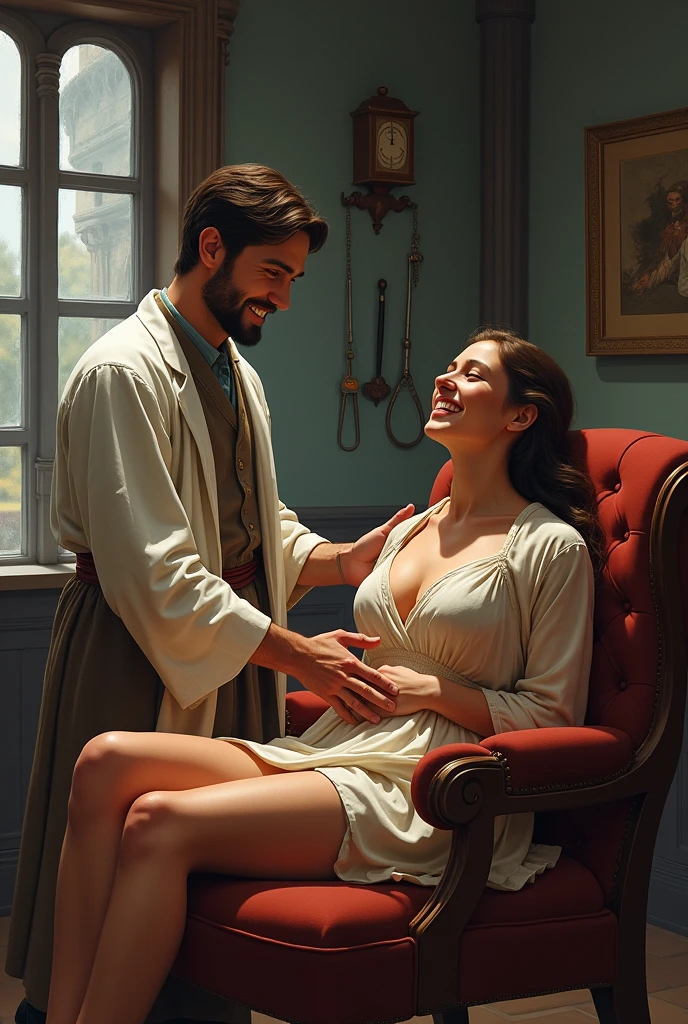 The man in his 45s with black very short hair and smooth face with moustache. The woman in her 45s with brown wavy long hair. The man is wearing an unbuttoned white shirt. The woman is wearing a yellow dress. In the outside garden. Night, dark, dim. The woman is sitting at the iron table. Missionary sex. They are screaming. Orgasm. Passion. Erotic. Realistic. Ulrta realistic.