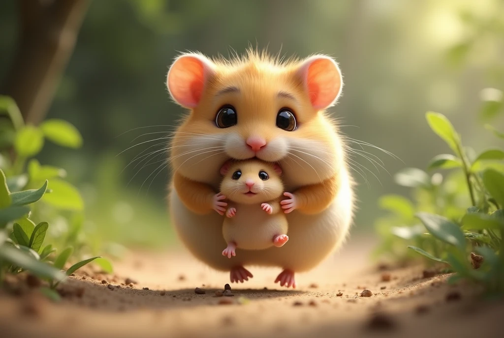 Hamster between two large breasts