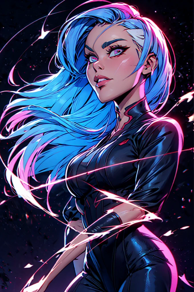 (closeup:1.2),
([Nina Dobrev|Emily Ratajkowski]:1.1) woman, centered, screaming witch, dark, (huge moon, symmetric full moon:1.1),
(wearing Cyberpunk transparent clothing:1.2), glossy, see-through clothes, vivid vibrant glowing neon toxic colors, triadic colors,

glowing blue eyes, detailed pupils, glowing eyes,
open mouth, teeth, cuspids, sharp teeth,
wearing industrial goth clothes,

neon lights, glowing colors, backlight, glowing contours, outline, gold highlights,

spiderwebs, dripping blood, elegant, fit, fashion, thundering,


lightning bolts at background, storm, tornado, 
disney artwork, unreal engine, artstation, detailed, digital painting, cinematic, unreal 5, daz, hyperrealistic, octane render,