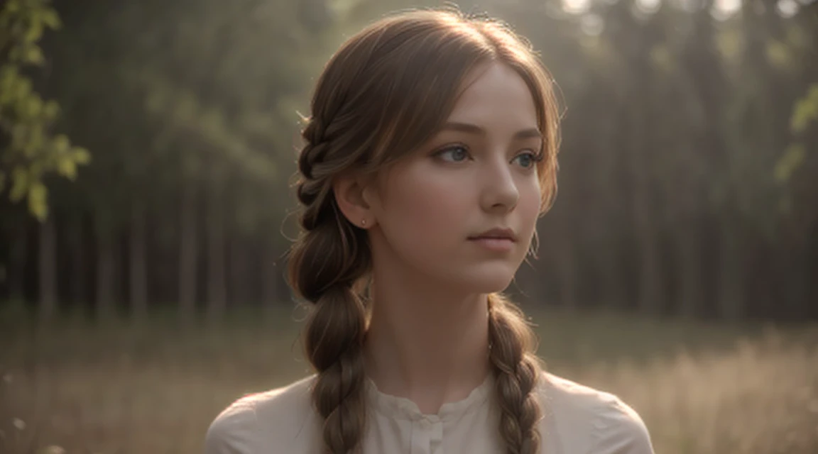 Bela jovem Ellen de camisa e saia plissada do jogo The last of us parte 1, Jogo, Hiper realista, 14 anos, corpo de modelo, seios pequenos, beautiful breasts, cabelo longo, braided hair, pernas longas, 8k, sem calcinha, foco debaixo da saia