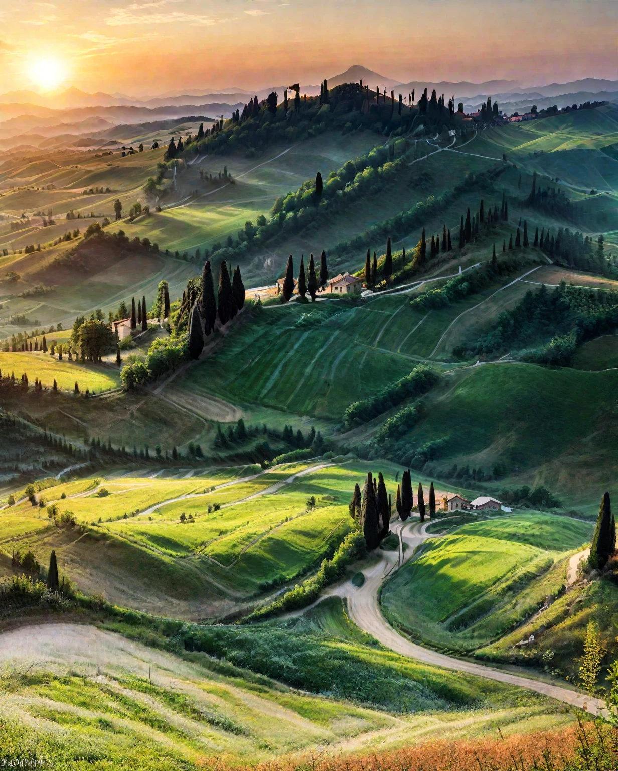 Arav landscape with winding road in rural area, Tuscany Hills, Stunning scenery, Cypress trees and hills, Italy, Rolling Hills, Stunning scenery, beautiful place, Stunning scenery, The most beautiful scenery, very 非常Beautiful scenery, Stunning views, 非常Beautiful scenery, Beautiful scenery, 灯光Beautiful scenery, Rural, very very 非常Beautiful scenery