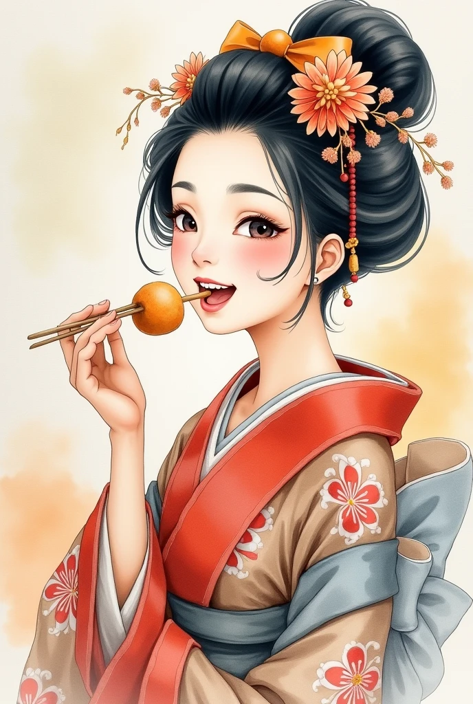 An oiran who is sucking
