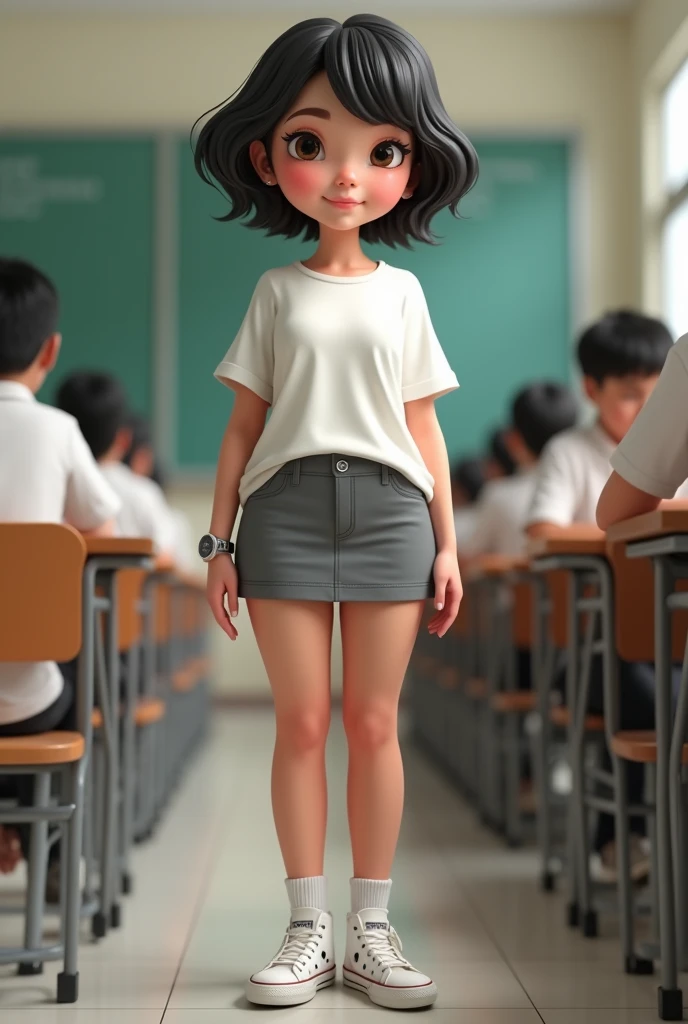 9 foot tall giant girl with short and small classmates