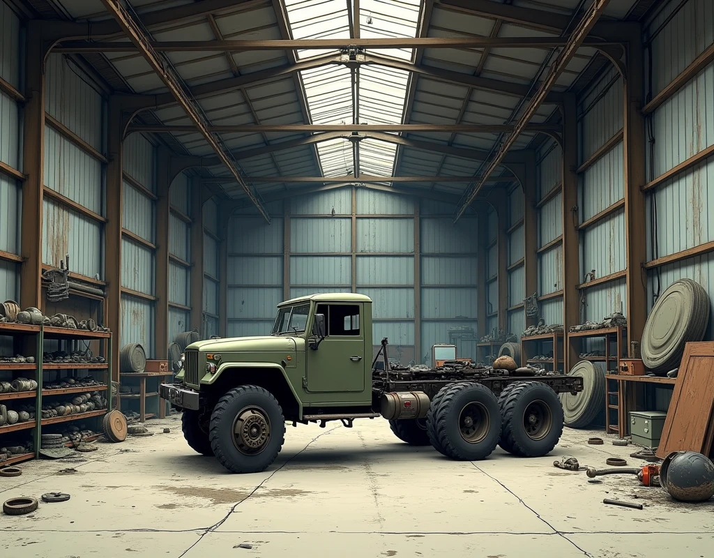 There is a truck with a tractor in the back, made in Unreal Engine 4, ((Rust)), (Rust), Made in Unreal Engine, Solarpunk Hovercar, ((((Octane render, vehicle concept photo!!, (Octane render), Made in Unreal Engine 5, Octane Unreal render, octane render. realistic, ((octane render)) trasfome drawing --auto --s2