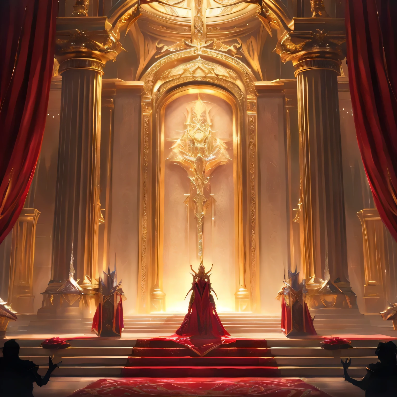 a close up of a woman in a dress standing in front of a stage, in a throne room, throne room, rendering of beauty pageant, exquisitely designed throne room, opening scene, elegant cinematic fantasy art, award winning concept art, award-winning concept art, dramatic concept art, cgsociety masterpiece, decadent throne room, award winning concept artist, one night kneeing before women, cold colors