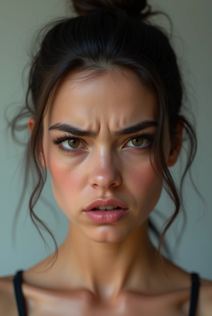 beautiful japanese,1 girl(masterpiece:1.2, highest quality), (realistic, photorealistic:1.4),, focus the eyes clearly, nose and mouth,face focus, super close up of face、 35 years old,black hair、symmetrical face,realistic nostrils、Angle from below、Elongated C-shaped nostril NSFW,(sharp nose)skin shining with sweat、shiny skin((thin eyebrows))oily skin、radiant glowing skin、double eyelid、Beautiful woman、medium hair,sharp nose(inside the elevator)((half-closed eyes,furrowed brow,frown,heavy breathing, moaning,heavy breathing,screaming, tearing up,scowl, crazy eyes, raised eyebrows, glaring, scowl)looking at viewer,look of disdain,Condescending face,