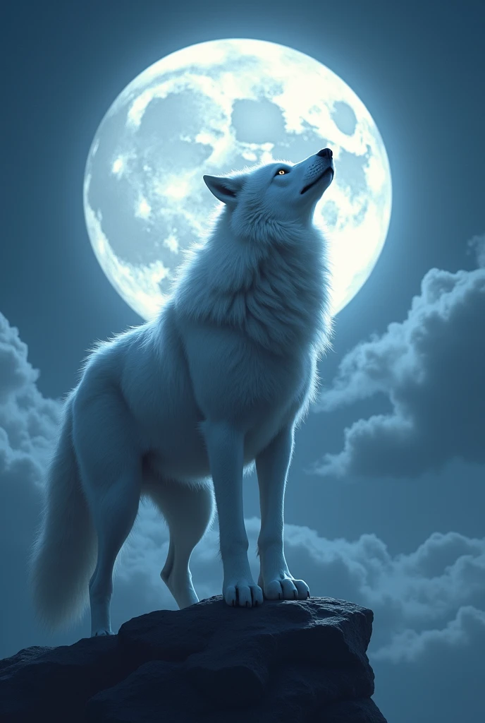 The giant white wolf that pierces the moon