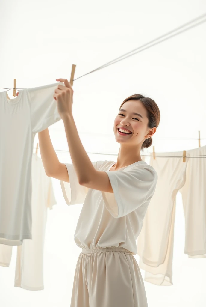 ((((Woman hanging laundry on clothesline hanger,Complex and accurate clothesline hangers,Complex and accurate clothesline,Woman Hanging Panties,Hang and dry sexy underwear,Shot from the waist up,The biggest smile looking at the camera,The background is the garden seen from the window))),((Japan Beauty 1,40-year-old beauty,The face of Japan's cutest idol)),(Camera gaze,Biggest smile、length hair,waved hair,Everything is classy and elegant,Tight trainers and tight skinny bongs,Colossal tits,Chest that seems to burst,emphasizing breasts),(View here,It's the perfect camera gaze,Clean teeth,face perfect,White teeth,perfect teeth,8K、hightquality、best qualtiy,tmasterpiece,hight resolution,At 8K,Ulutra HD,softlighting,,hightquality, hight resolution)