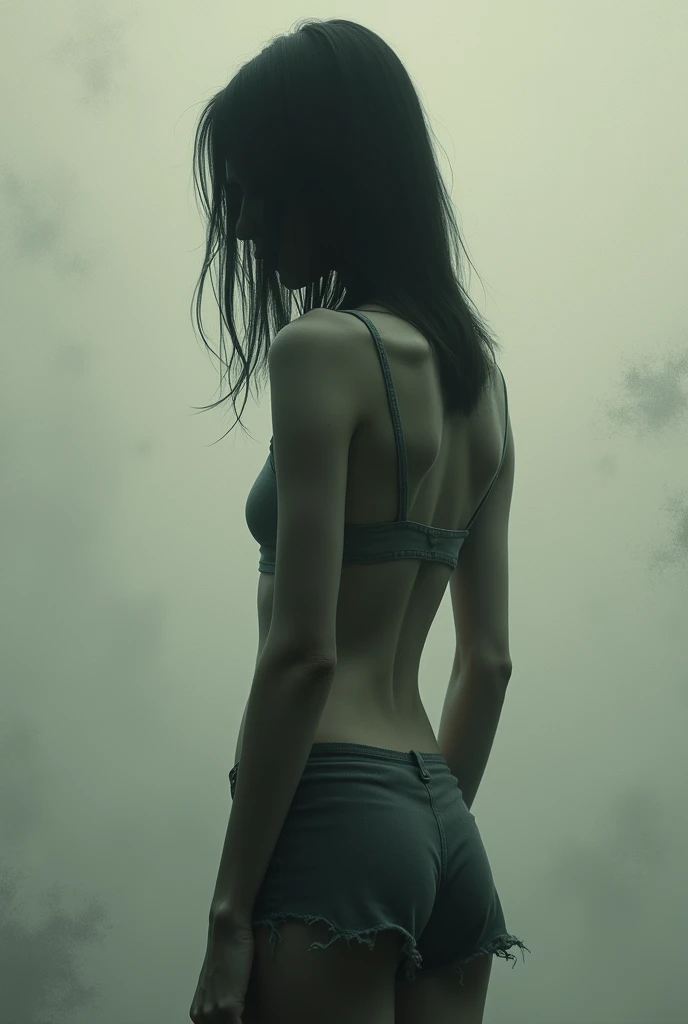 Dystopian style DEN_regan_budimir, outside, foggy, dystopia, industrial, factory cloths, (night:1.2), (8k, RAW photo, best quality, masterpiece:1.2), (realistic, photo-realistic:1.37), best quality, ultra high res, (natural skin texture, hyperrealism, soft light, sharp:1.2), (focus face:1.2), (high contrast:1.1), (intense:1.1), (detailed:1.1), (highest quality, (analog:1.2), (high sharpness), real shadow, photographed by Canon EOS R6, 135mm, 1/1250s, f/2.8, ISO 400, . Bleak, post-apocalyptic, somber, dramatic, highly detailed, we see her full body, erect nipples, muscular thighs, fit and athletic physique 