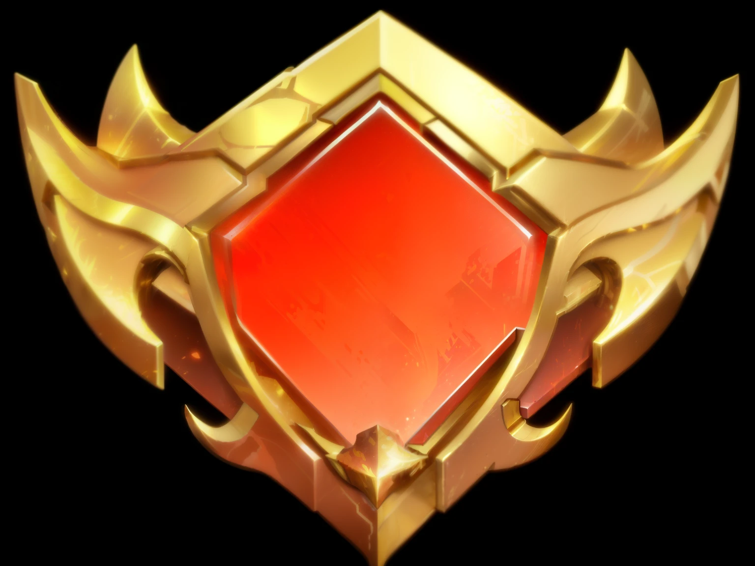 A red, gold and yellow card,Metal Material,Metal Reflection,There are golden wings on it, league of legends champion, Epic Legends Game Icon, League of Legends style, Coat of Arms, League of Legends Inventory Items, Stylized game icons, League of Legends style,