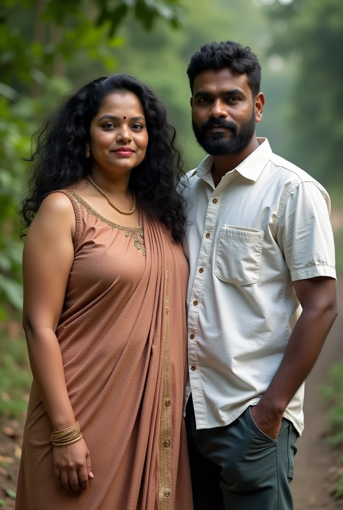 there is a man and woman standing together in the woods, 7 0 mm portrait, jayison devadas, inspired by Thota Vaikuntham, 60mm portrait, real life portrait, by Thota Vaikuntham, jayison devadas style, momma and papa, portrait shot 8 k, by Max Dauthendey, 50mm portrait