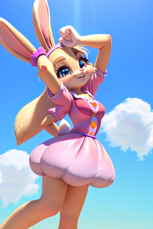 a close up of a cartoon bunny with a pink dress and a pink headband, cute 3 d render, lola bunny fanart, adorable digital painting, cute cartoon character, judy hopps from zootopia, cute anthropomorphic bunny, animation character, judy hopps, cute character, 3 d render stylized, bunny girl, 3 d cartoon, cute! c4d female sara rabbit precure style 