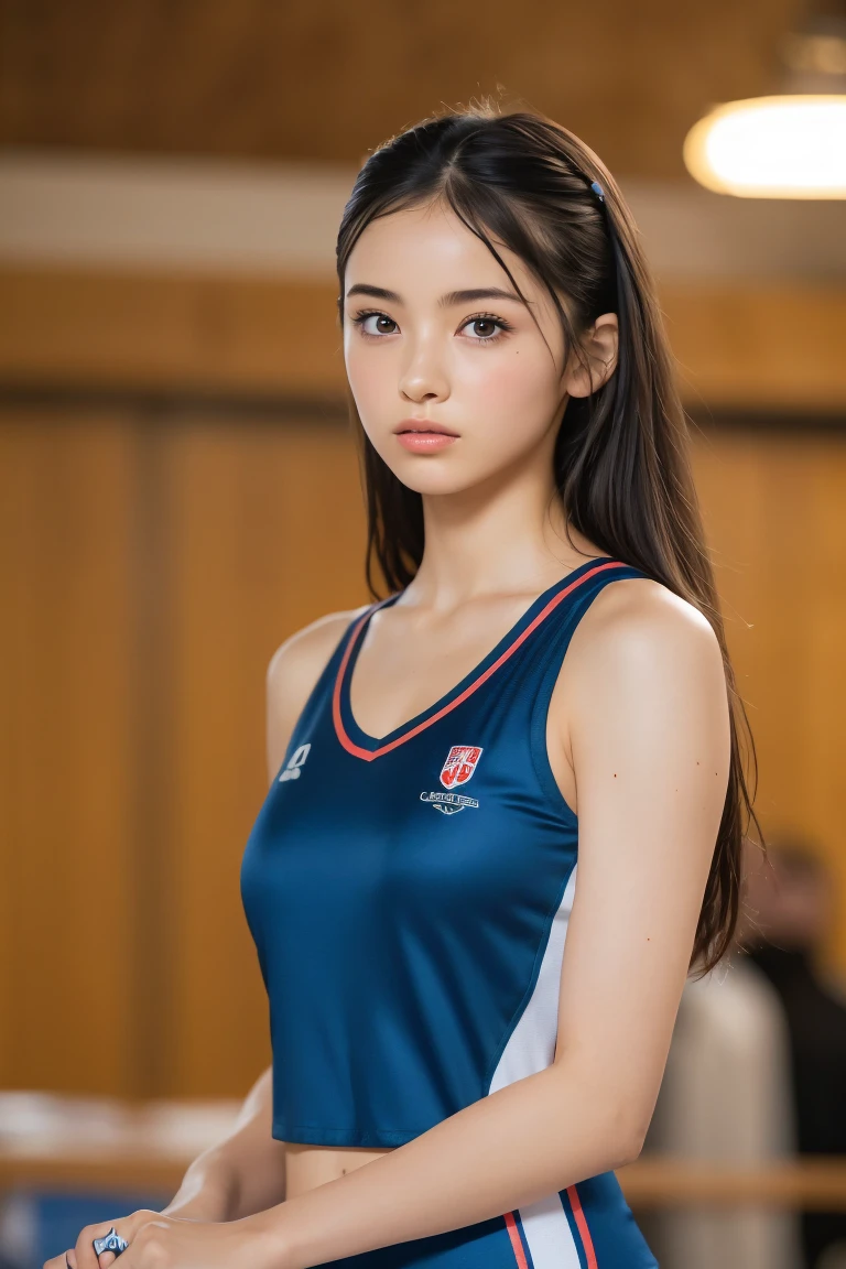 (8k, RAW Photos,Highest quality, High resolution:1.1), (Ultra-realistic:1.4),(Realistic, Realistic:1.3),The beauty of Japan、Rhythmic gymnastics club、Rhythmic Gymnastics Uniform、((Upper Body:1.3))