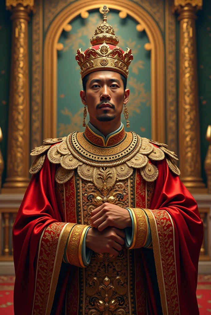 Asian king in his throne realistic 